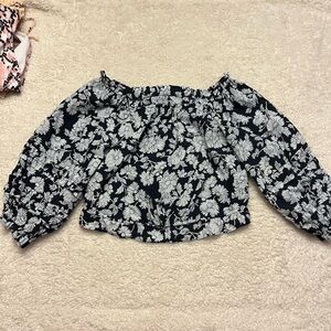 NWOT Lauren Conrad  Off the Shoulder Puff Ruffle Sleeve Blouse